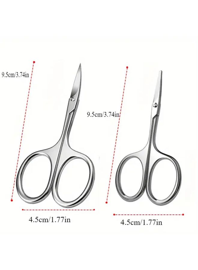 Two Piece Set Small Pointed And Round Head Stainless Steel Eyebrow Eyelash Nose Hair Scissors - Image 4