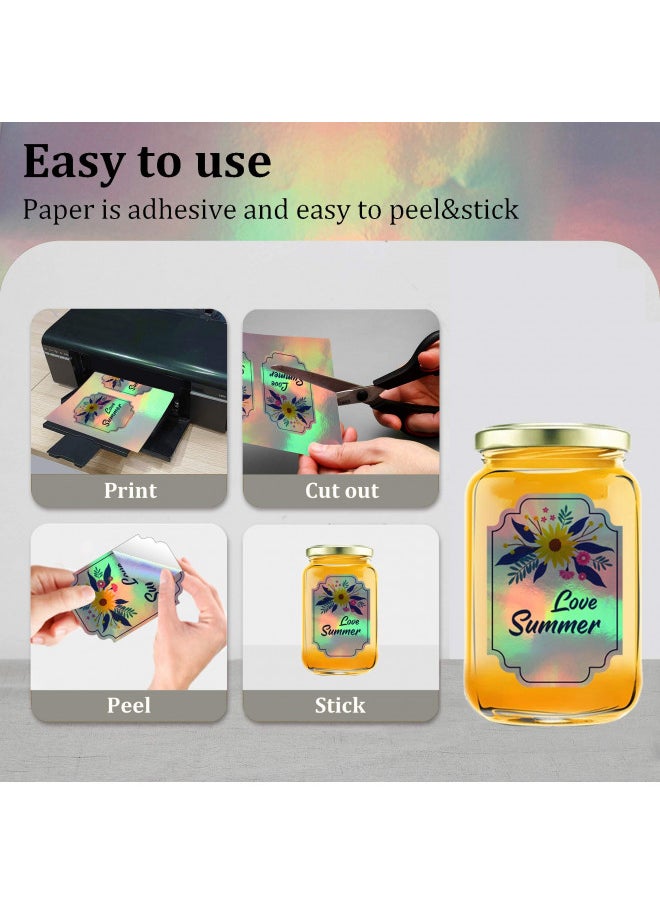 MECOLOUR MECOLOUR Holographic Sticker Paper 8.5'' 11'' Printable Premium Rainbow Vinyl, Waterproof, Dries Quickly Vivid Colors, Holds Ink Well- Tear Resistant -for Inkjet Printer 20 SHEETS  - Image 3