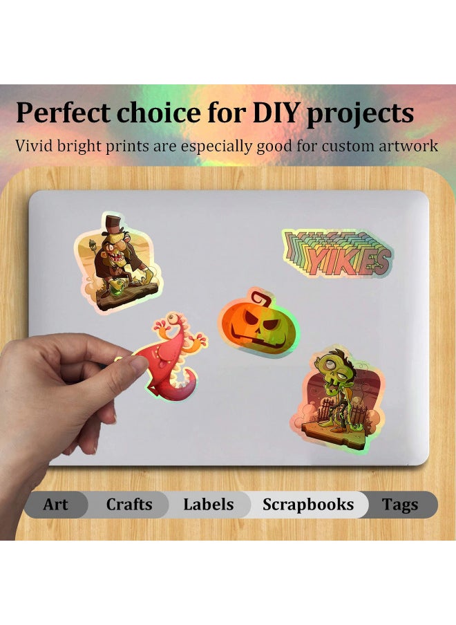 MECOLOUR MECOLOUR Holographic Sticker Paper 8.5'' 11'' Printable Premium Rainbow Vinyl, Waterproof, Dries Quickly Vivid Colors, Holds Ink Well- Tear Resistant -for Inkjet Printer 20 SHEETS  - Image 1