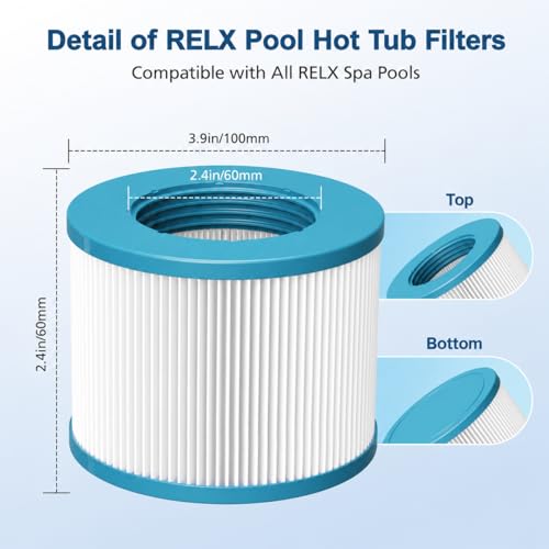 Beckacher Hot Tub Filter Compatible with All RELX Hot Tub Pool Filters Spa Filter Replacement Filter Cartridges for Inflatable Hot Tubs Filtration 4 Filter 4 Filter Covers - Image 3