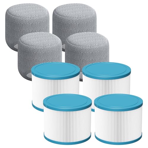 Beckacher Hot Tub Filter Compatible with All RELX Hot Tub Pool Filters Spa Filter Replacement Filter Cartridges for Inflatable Hot Tubs Filtration 4 Filter 4 Filter Covers - Image 1