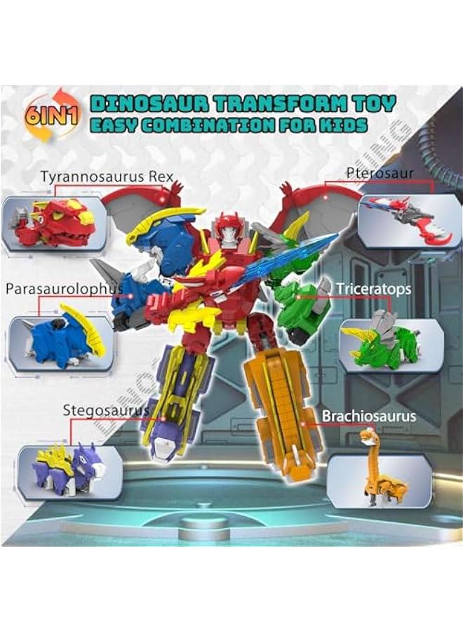 Robot Dinosaur Toys 6-in-1 Combined Large Robot Toys Take Apart Toys Including 6 Dinosaur Action Figures -Triceratops Deformation Toys for Kids Ages 6 7 8 9 - Image 2