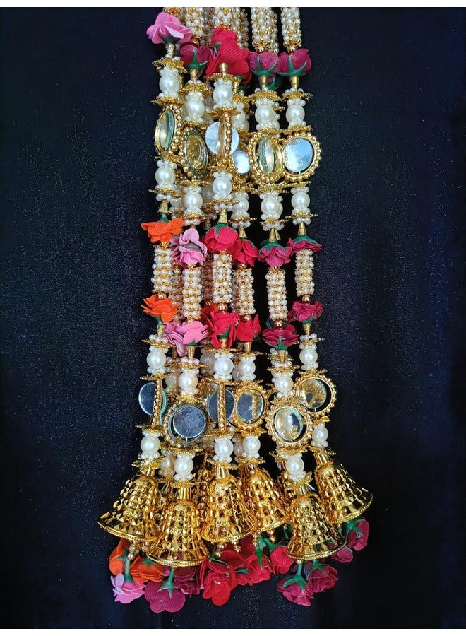 VRB Dec VRB DecTM 5 Pcs Lotus Hangings for Diwali, Puja Home, Pooja Room Items, Varamahalakshmi, Ganpati Decoration (3 Ft Mogra With Rose Bud Mirror)  - Image 5