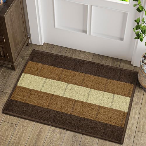 Status Contract Anti Slip Front Door Mat|(38x58cm) Living Room Rug for Entrance Door|Polypropylene Floor Mat for Home|Essential Small Rug for Office, Bedroom & Kitchen| (Brown), Rectangular - Image 1