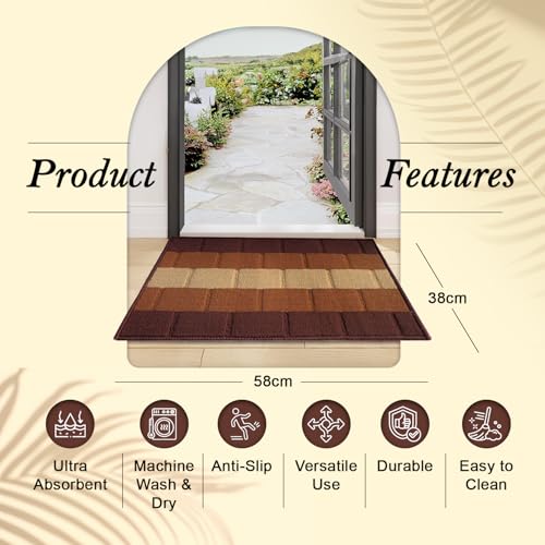 Status Contract Anti Slip Front Door Mat|(38x58cm) Living Room Rug for Entrance Door|Polypropylene Floor Mat for Home|Essential Small Rug for Office, Bedroom & Kitchen| (Brown), Rectangular - Image 3