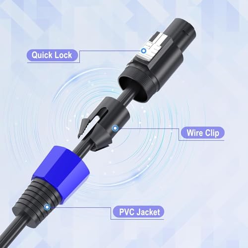 IMAGINEA Speakon to Speakon Speaker Cable | Pack of 2 | Professional Audio Speaker Wire with Twist Lock Connectors for Amplifier, DJ Mixer, PA System & Stage Sound Equipment (5 Meter) - Image 2
