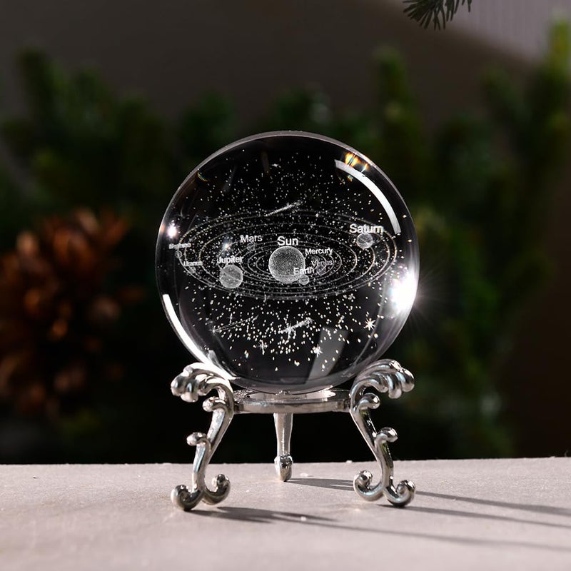 ZRENJHUS 3D Solar System Crystal Ball Universe Gifts 60mm Glass Astronomy Globe Decor Science Planets Model Gift Space Themed Gifts for Space Enthusiasts and Model Collectors - Image 2