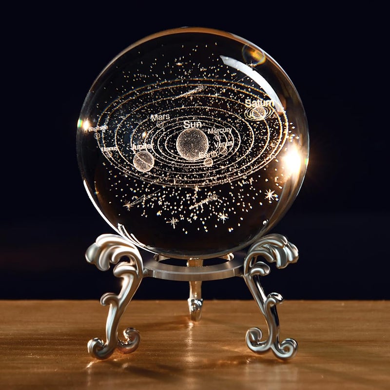 ZRENJHUS 3D Solar System Crystal Ball Universe Gifts 60mm Glass Astronomy Globe Decor Science Planets Model Gift Space Themed Gifts for Space Enthusiasts and Model Collectors - Image 1