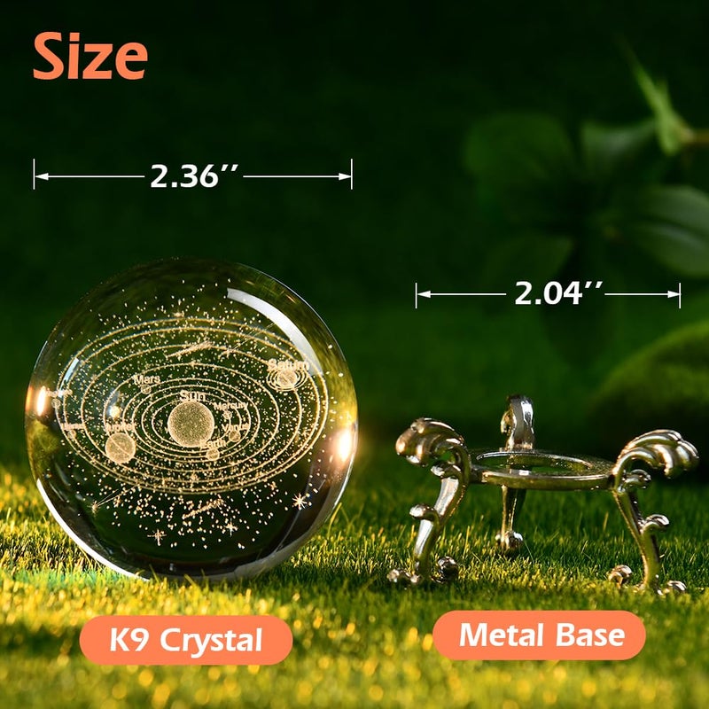 ZRENJHUS 3D Solar System Crystal Ball Universe Gifts 60mm Glass Astronomy Globe Decor Science Planets Model Gift Space Themed Gifts for Space Enthusiasts and Model Collectors - Image 3