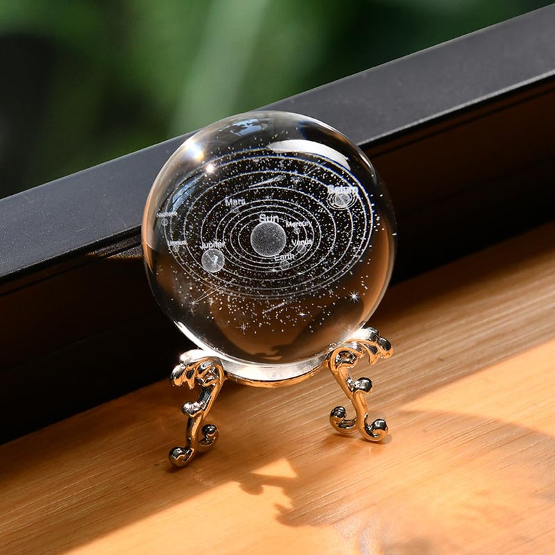 ZRENJHUS 3D Solar System Crystal Ball Universe Gifts 60mm Glass Astronomy Globe Decor Science Planets Model Gift Space Themed Gifts for Space Enthusiasts and Model Collectors - Image 5