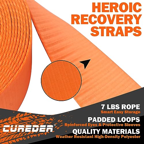 Cureder Tow Strap Recovery Kit - 3" x 20ft (35,121 lbs.) Rope + 3/4" D Ring Shackles (2pcs) + Storage Bag, Tree Saver Winch Strap, Truck, SUV, ATV Off Road Vehicle Towing Strap Kit - Image 5