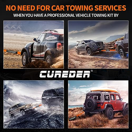 Cureder Tow Strap Recovery Kit - 3" x 20ft (35,121 lbs.) Rope + 3/4" D Ring Shackles (2pcs) + Storage Bag, Tree Saver Winch Strap, Truck, SUV, ATV Off Road Vehicle Towing Strap Kit - Image 4
