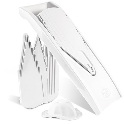 Börner by Reston Lloyd Mandoline Slicer V1 (Starter Set) • V-Slicer with 5 Thickness Settings & Food Holder • Adjustable Kitchen Slicer for Vegetables & Fruits • Color: White - Image 5