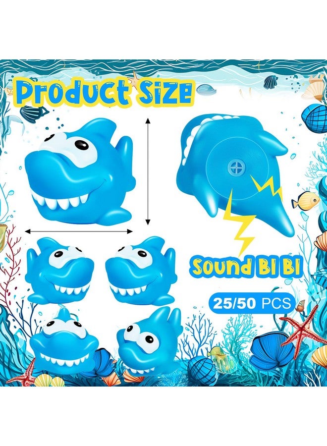 KFPPLXQ 25 Pcs Rubber Sharks for Kids, Bulk Squirting Shark Bath Toys Cute Small Squeak Sharks Party Favors Summer Bathtub Toy for Birthday Shower Classroom Pool Party Favors - Image 2