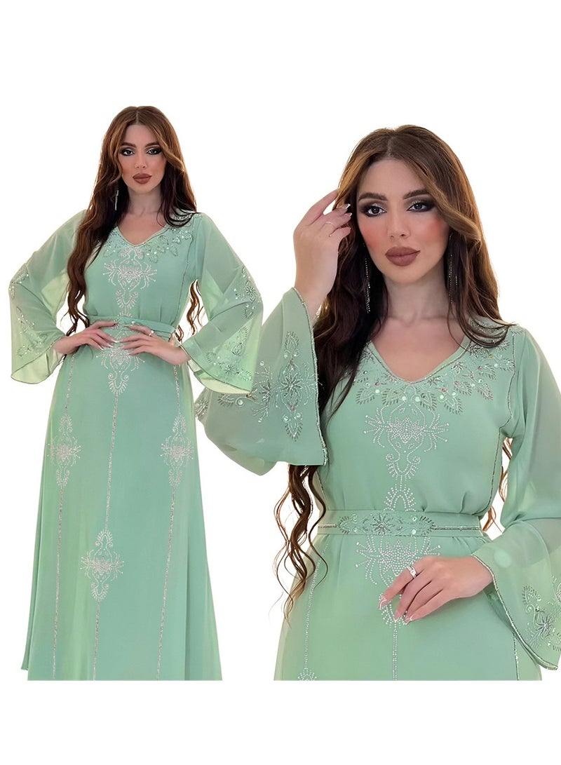 Fashionable rhinestone dress summer chiffon robe - Image 5