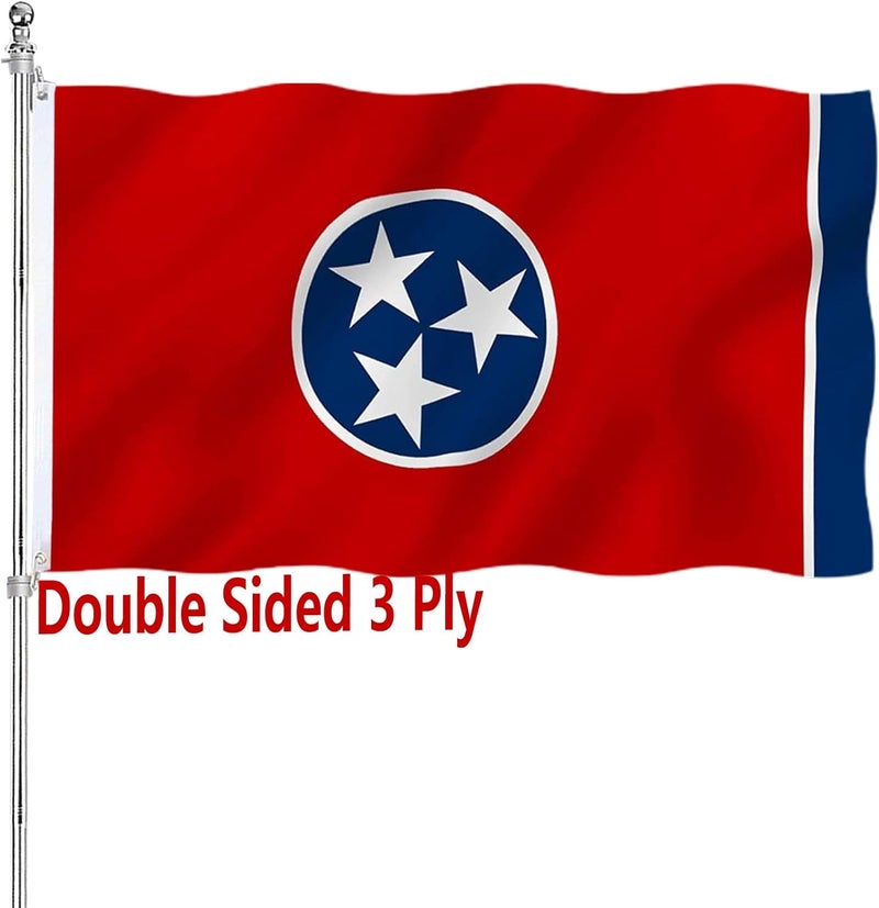 ARSOF Tennessee State Flag 3x5 Double Sided Outdoor Heavy Duty 3 Ply with Durable Canvas Header and ​2 Brass Grommets Vivid Colors - Image 1