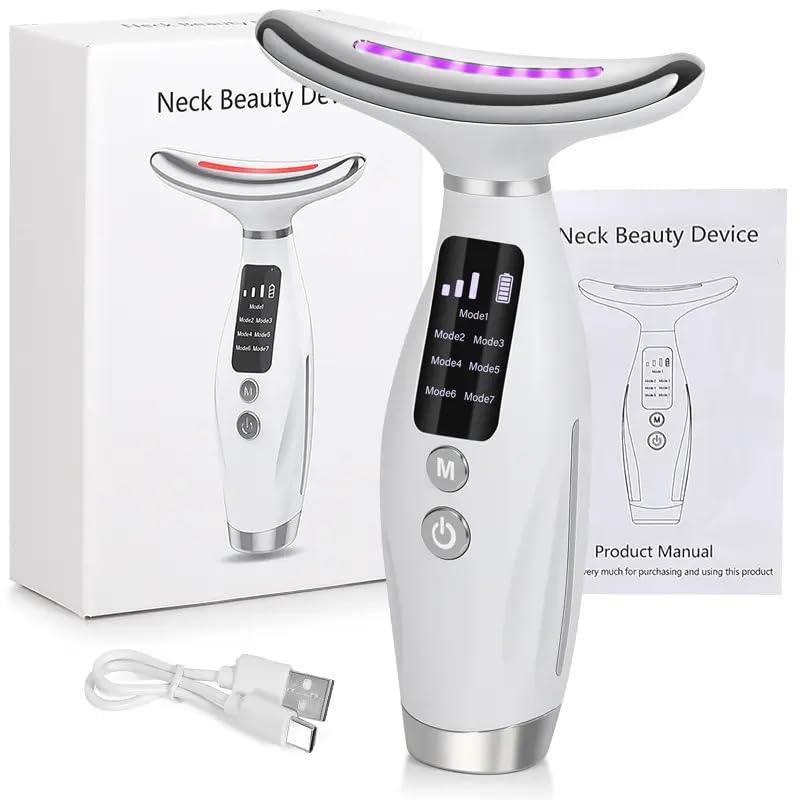 SHOPOGENIX 7-in-1 Beauty Massager for Face and Neck Based on Thermal and 3-Speed VibrationTechnologies for Skin Care Firm Tightening and Smooth For all skin type. - Image 1