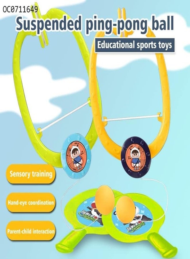 TEMSON TAMSON Indoor Hanging Table Tennis Trainer Portable Set, Hanging PingPong Training Devic, Portable Paddles and Balls Exerciser for Door Frame Parent Child Interaction Toy, No Need Table - Image 5