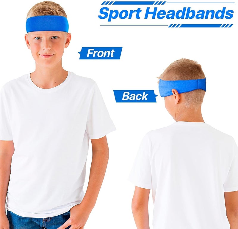 HZYH 4 Pcs Boys Headbands, Athletic Sweatbands, Lightweight & Breathable for  Sports - Image 3