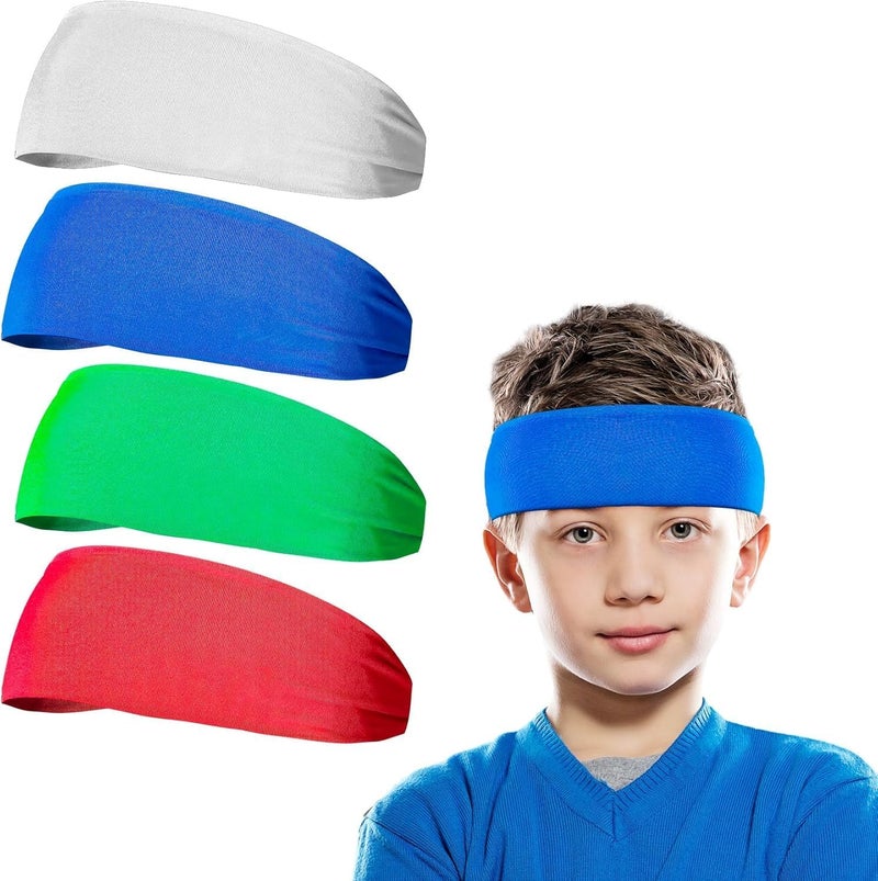 HZYH 4 Pcs Boys Headbands, Athletic Sweatbands, Lightweight & Breathable for  Sports - Image 1