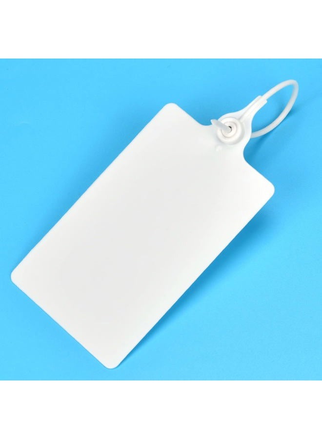 LeadSeals 100 Plastic Tags Shipping Tags Water Proof Tags for Labeling Shipping Labels Security Seals Writable Marker Ties Hanging Tags Storage Tag with One Marker Pen (White) - Image 2