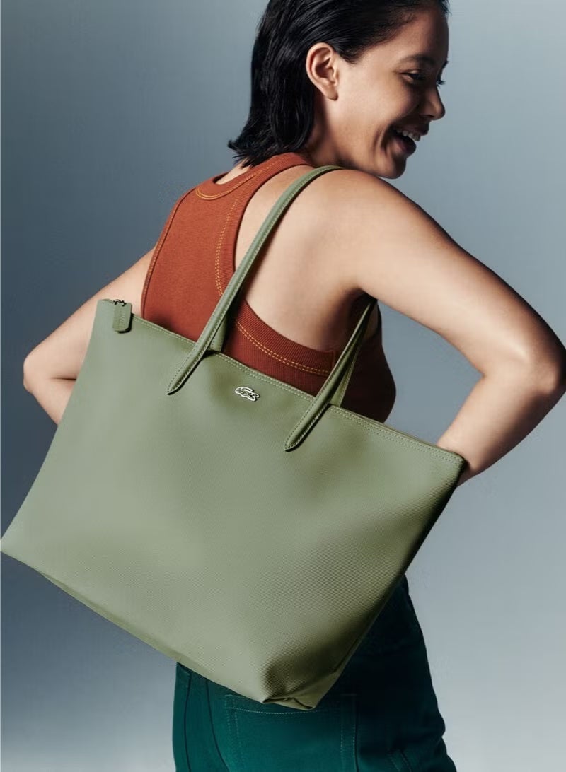 لاكوست حقيبة كروسbody كبيرة سعة كبيرة متعددة الاستخدامات من لاباستو للنساء بتصميم L12.12 أزياء عسكرية خضراء كبيرة 35 سم * 30 سم * 14 سم - Image 2