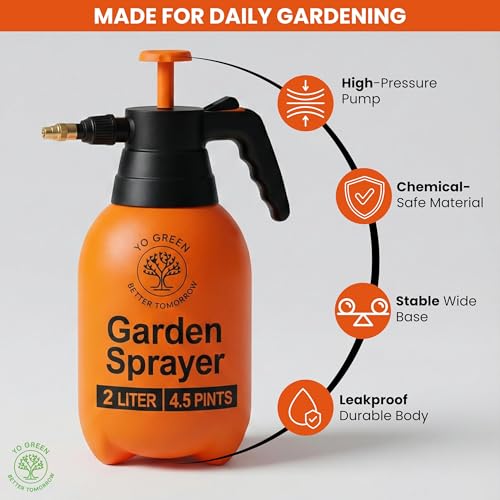 Yo Green 2L Spray Pump for Plants | Garden Sprayer with Adjustable Brass Nozzle | Plastic Water Spray Bottle for Gardening, Car & Bike Wash | Leak-Proof Plant Watering Pump, Easy-Fill Water Sprayer - Image 4