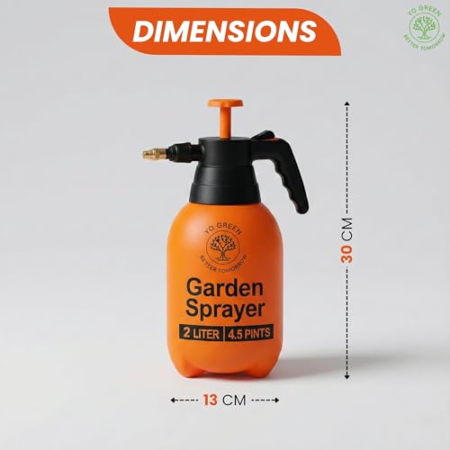 Yo Green 2L Spray Pump for Plants | Garden Sprayer with Adjustable Brass Nozzle | Plastic Water Spray Bottle for Gardening, Car & Bike Wash | Leak-Proof Plant Watering Pump, Easy-Fill Water Sprayer - Image 3