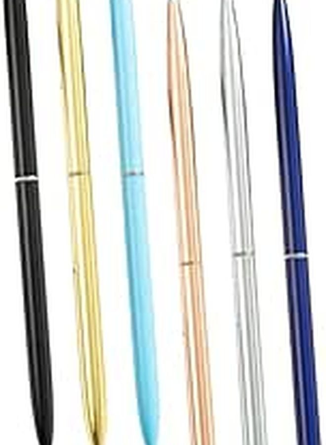 6Pcs Metal Ballpoint Pen Set Rose Gold Silver Blue Black Smooth Writing For Office Business - Image 1
