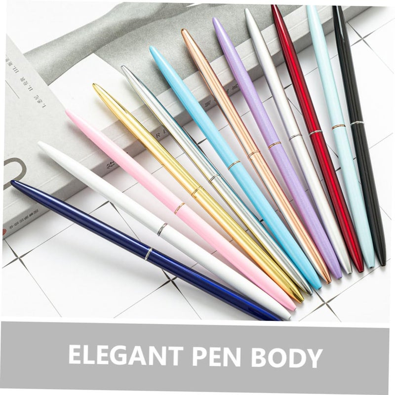 6Pcs Metal Ballpoint Pen Set Rose Gold Silver Blue Black Smooth Writing For Office Business - Image 5