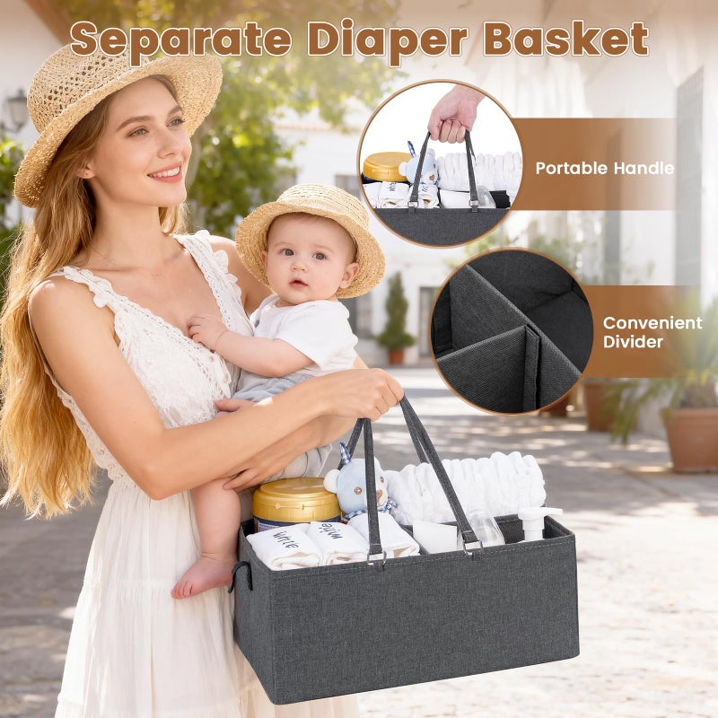 Orzbow Baby Diaper Caddy Cart Organizer and Storage | 4 Tier Baby Rolling Cart with Dividers and Drawers, Metal Rolling Utility Cart for Nursery, Bedroom, Changing Table & Crib, Easy to Assemble, Grey - Image 3
