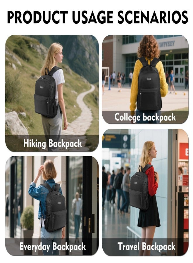 AOTIAN Durable 17 Inch Daypack Nylon Fabric Water Resistant Lightweight Backpack for Men and Women Travel Camping Outdoor, Black - Image 3