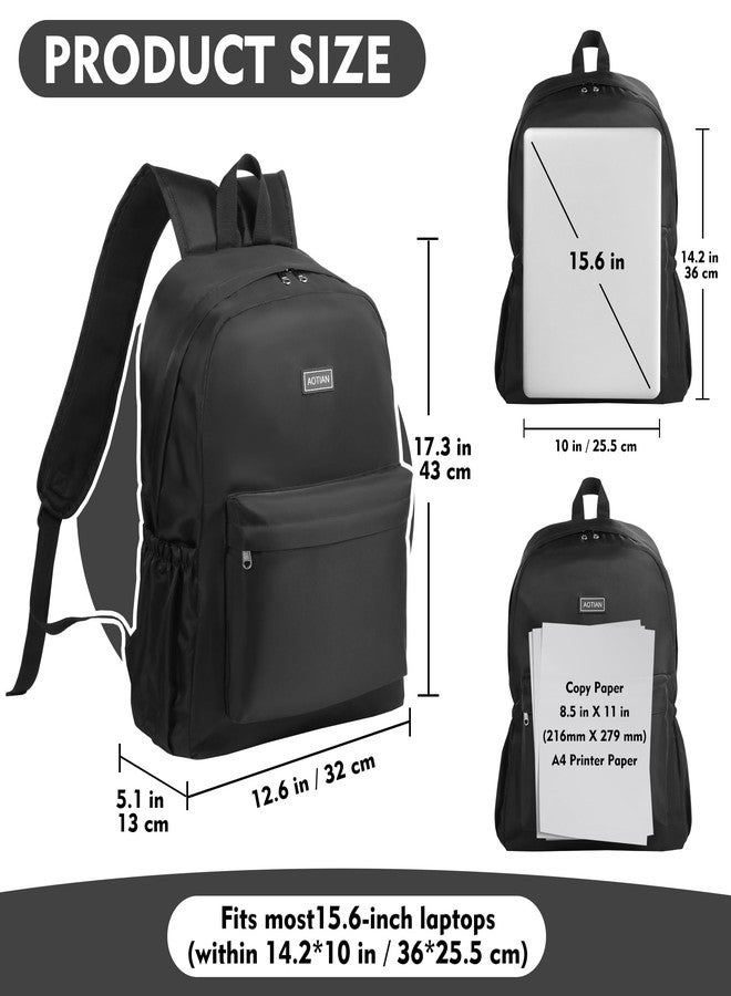 AOTIAN Durable 17 Inch Daypack Nylon Fabric Water Resistant Lightweight Backpack for Men and Women Travel Camping Outdoor, Black - Image 4