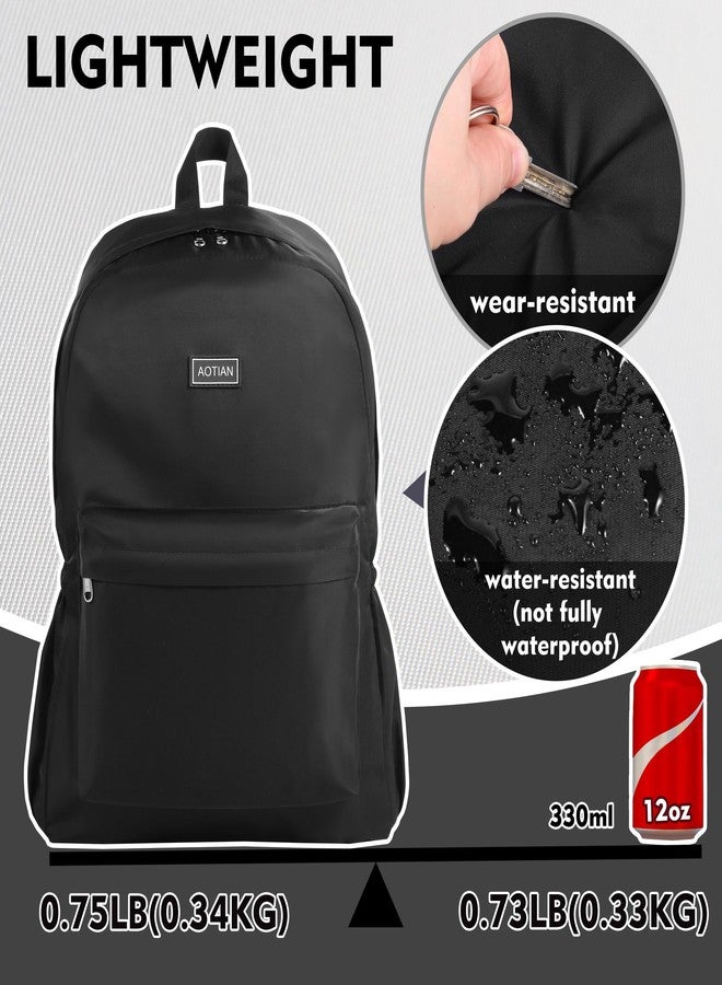 AOTIAN Durable 17 Inch Daypack Nylon Fabric Water Resistant Lightweight Backpack for Men and Women Travel Camping Outdoor, Black - Image 5