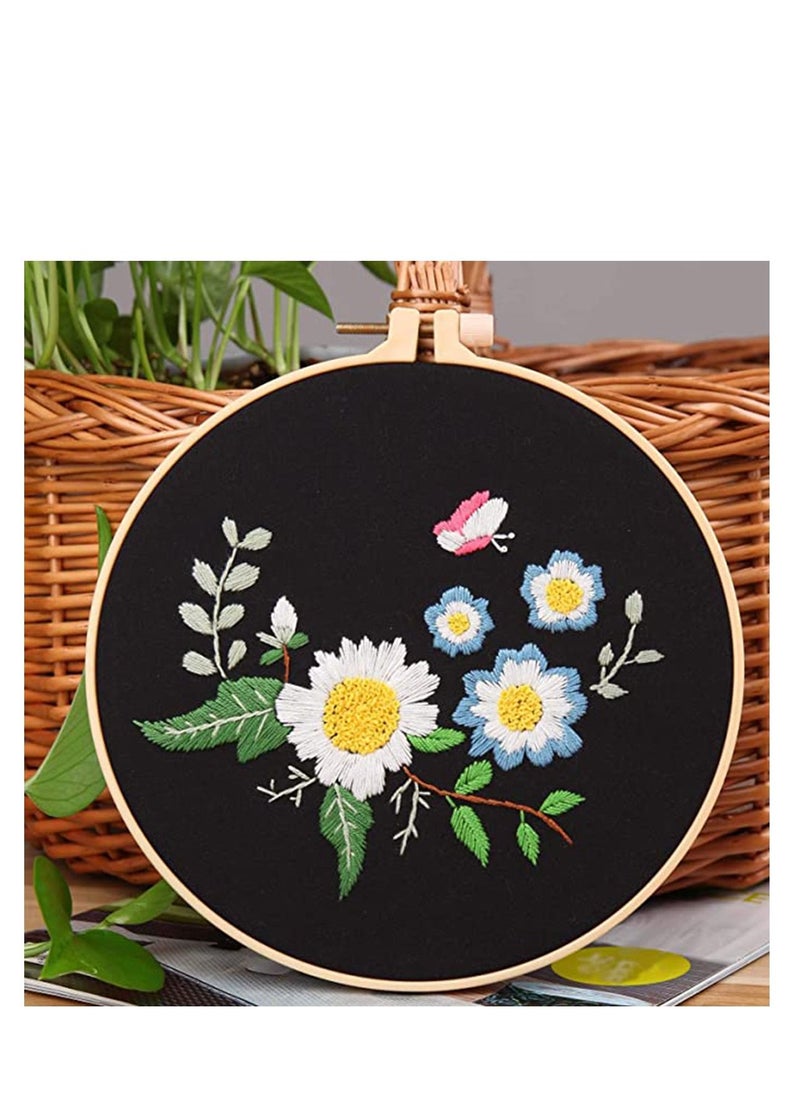 SYOSI - Embroidery Starter Kit with Pattern, DIY Handwork, Printed Cloth with Flower Pattern, Colored Thread, Needle, Embroidery Hoop and Instruction, Gift for Birthday, Christmas, Anniversary - Image 1