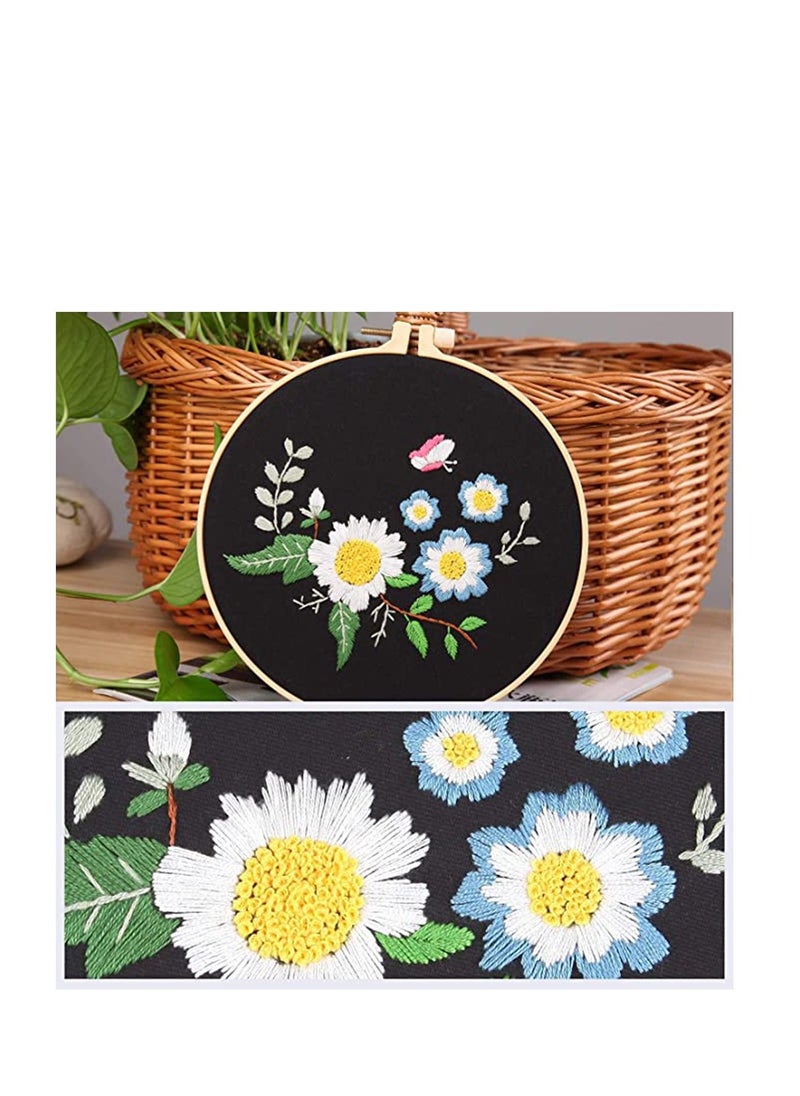 SYOSI - Embroidery Starter Kit with Pattern, DIY Handwork, Printed Cloth with Flower Pattern, Colored Thread, Needle, Embroidery Hoop and Instruction, Gift for Birthday, Christmas, Anniversary - Image 1