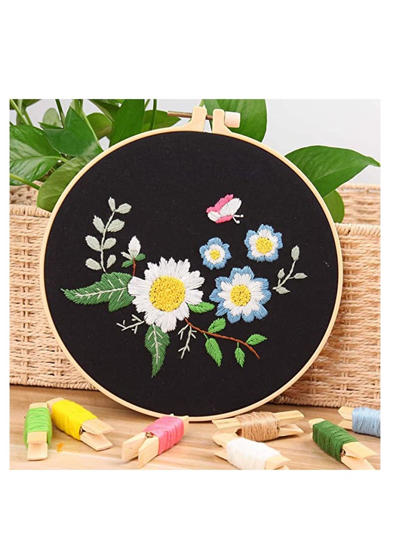SYOSI - Embroidery Starter Kit with Pattern, DIY Handwork, Printed Cloth with Flower Pattern, Colored Thread, Needle, Embroidery Hoop and Instruction, Gift for Birthday, Christmas, Anniversary - Image 1