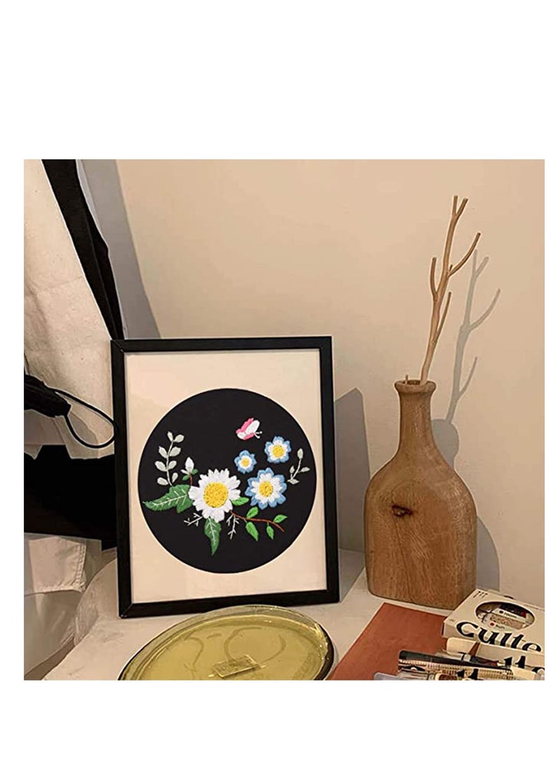 SYOSI - Embroidery Starter Kit with Pattern, DIY Handwork, Printed Cloth with Flower Pattern, Colored Thread, Needle, Embroidery Hoop and Instruction, Gift for Birthday, Christmas, Anniversary - Image 1