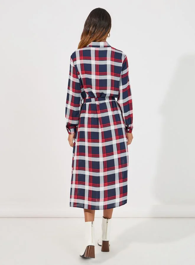 Styli Plaid Midi Dress