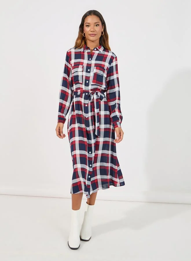 Styli Plaid Midi Dress