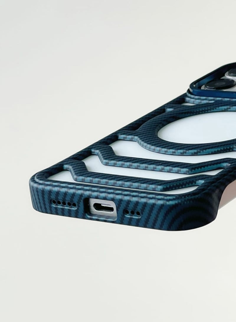 Techie جراب Apple iPhone 16 Pro Max من سلسلة Pro، غطاء خلفي بدون إطار مغناطيسي من ألياف الكربون مع حامل غير مرئي وتدفق هواء تبريد محسن - Image 4