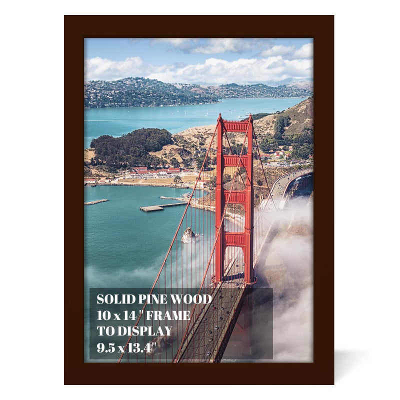Soniuong 10x14 inch Wood Picture Frames for Wall Hanging Diamond Painting Frames Rectangle Baby Scan Picture Frame for Family Walls Decoration Anniversary Wedding Christmas Halloween Shower Certificate (Brown) - Image 1
