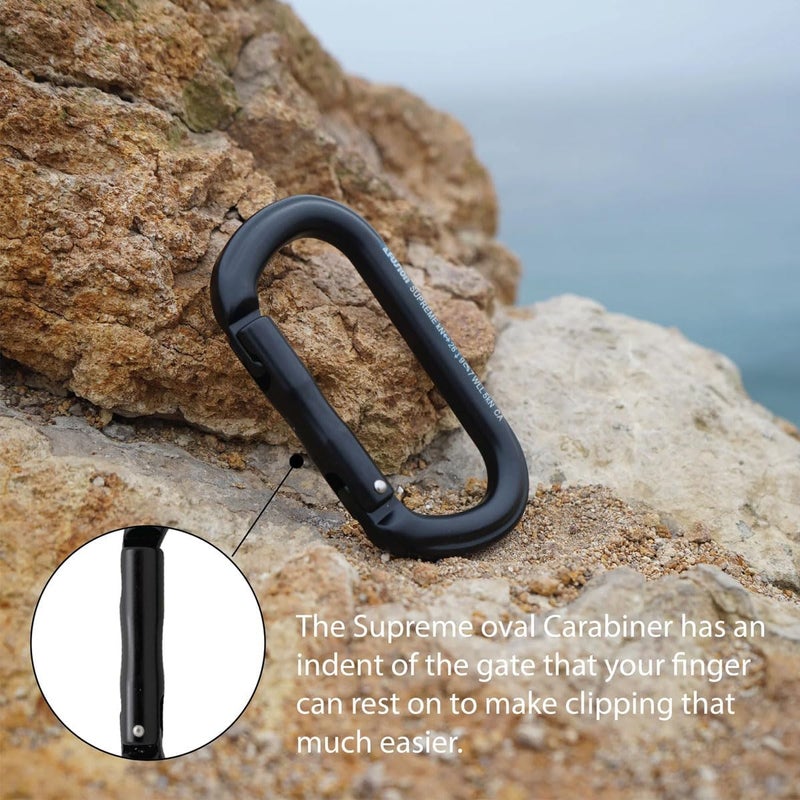 FUSION Straight Gate Carabiner - Black, Supreme Oval-Shaped (FP-9318-3-STK-BLK) - Image 3