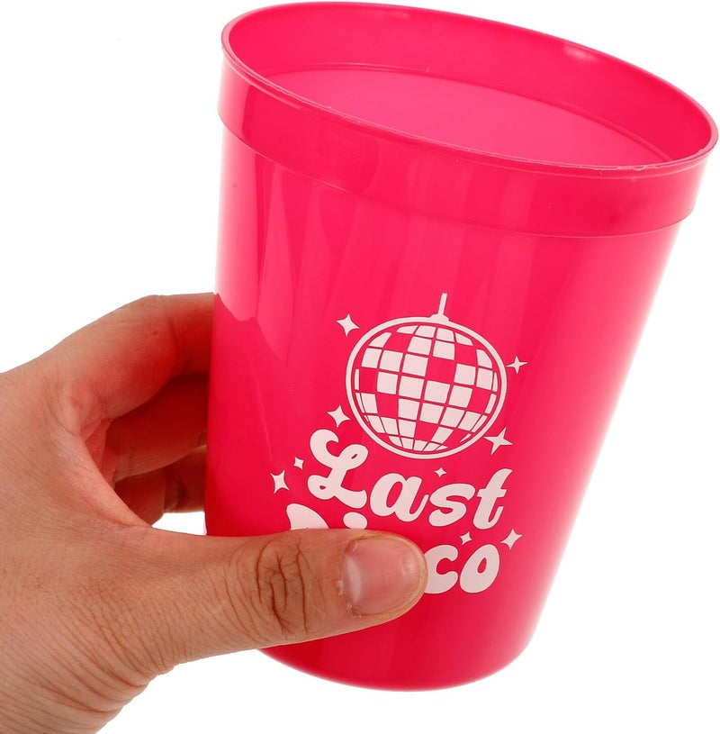 10oz Plastic Beverage Cups 10pcs Multi-use Disco Party Drinking Cups in White and Fuchsia for Festival Bar Beach and Wedding Party Use - Image 4