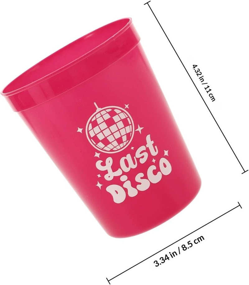 10oz Plastic Beverage Cups 10pcs Multi-use Disco Party Drinking Cups in White and Fuchsia for Festival Bar Beach and Wedding Party Use - Image 2