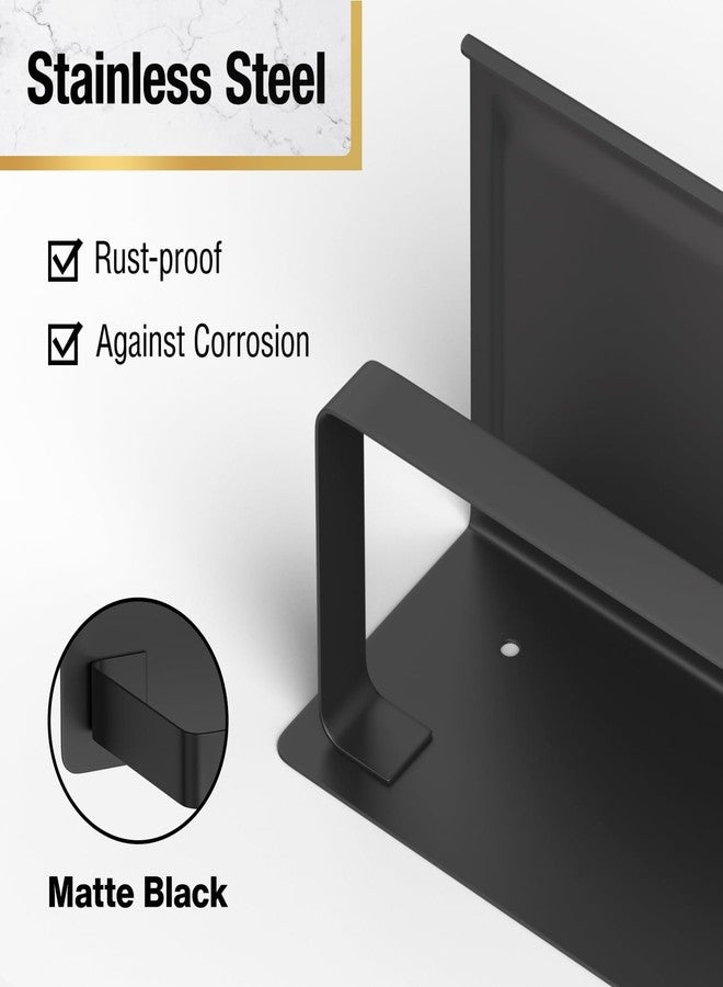 HITSLAM Toilet Paper Holder with Phone Shelf Matte Black, Adhesive or Screw Wall Mount Toilet Paper Roll Holder, Rustproof Stainless Steel Toilet Tissue Holder for Bathroom, Kitchen - Image 5