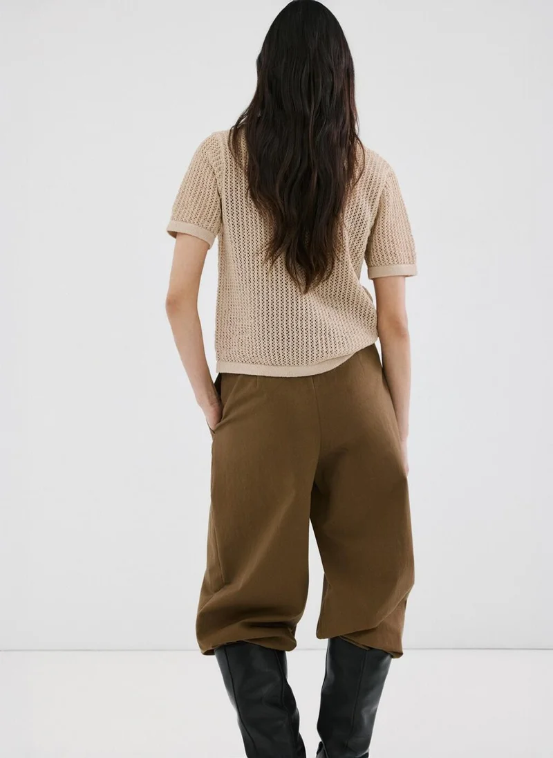 مانجو Short-sleeved openwork knitted cardigan