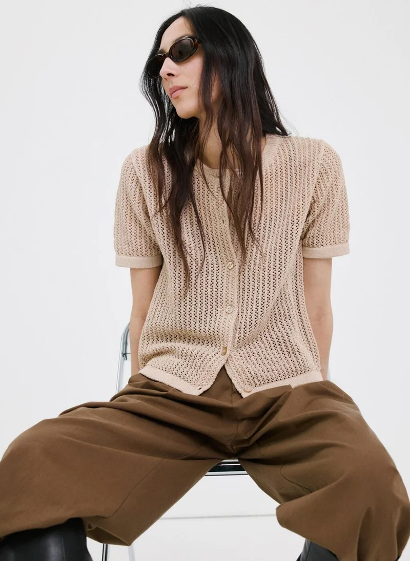 MANGO  Short-sleeved openwork knitted cardigan for Women | Best Price UAE