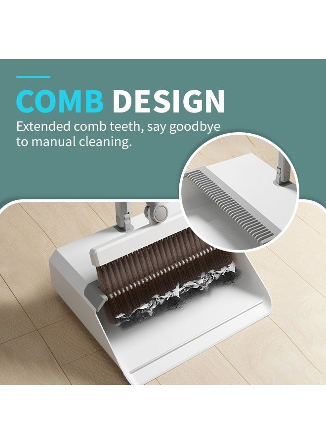 Stand Up Broom and Dustpan，Foldable Floor Cleaning Tools, For Sweeping Indoor, 180° Rotation Design - Image 4