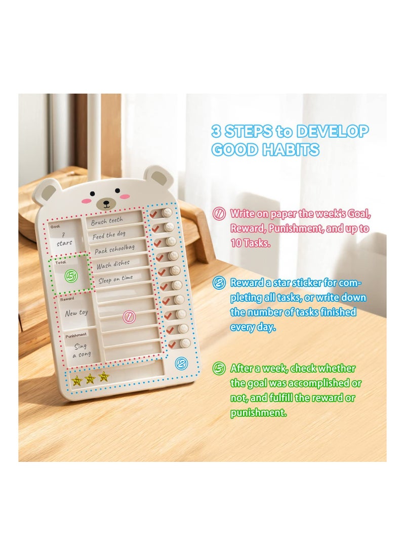 SYOSI - Upgraded My Chores Checklist Task Board for Kids - Habit Tracker or Daily and Weekly Planner, Reward Chart and Behavior Chart for Kids at Home (White), Chore Chart for Kids Multiple Kids, Efficiency - Image 1